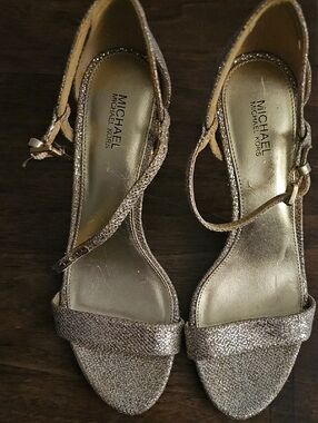 MICHAEL Michael Kors Gold Glitter Strappy Sandal Heels
